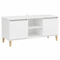 Meuble TV Scandinave Blanc avec Rangements et Compartiments