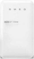 Smeg, Blanc, FAB10RWH6 Réfrigérateur Table Top Vintage 1 Porte, 122 L, Congélateur 17 L, 1 Clayette Réglable, 1 Bac Légumes et Éclairage LED, H 97 cm