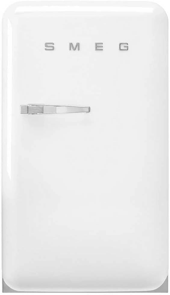 Smeg, Blanc, FAB10RWH6 Réfrigérateur Table Top Vintage 1 Porte, 122 L, Congélateur 17 L, 1 Clayette Réglable, 1 Bac Légumes et Éclairage LED, H 97 cm