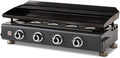 BRASERO - Plancha Silvia II G 4 Feux Gun Metal Brasero - Surface de cuisson 84 x 34 cm - 4 brûleurs - Plaquer acier émaillée - Grille
