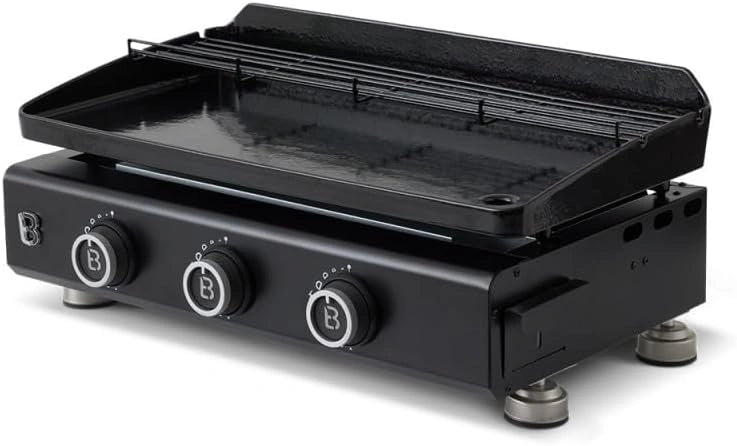 BRASERO - Plancha Silvia EVO 3 Feux Brasero - Plaque acier de 67 x 34 cm - 3 brûleurs - Grille de réchauffement - Piezo intégré - Tiroir Graisse