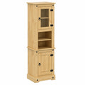 Armoire haute de salle de bain en bois de pin, étagères multiples