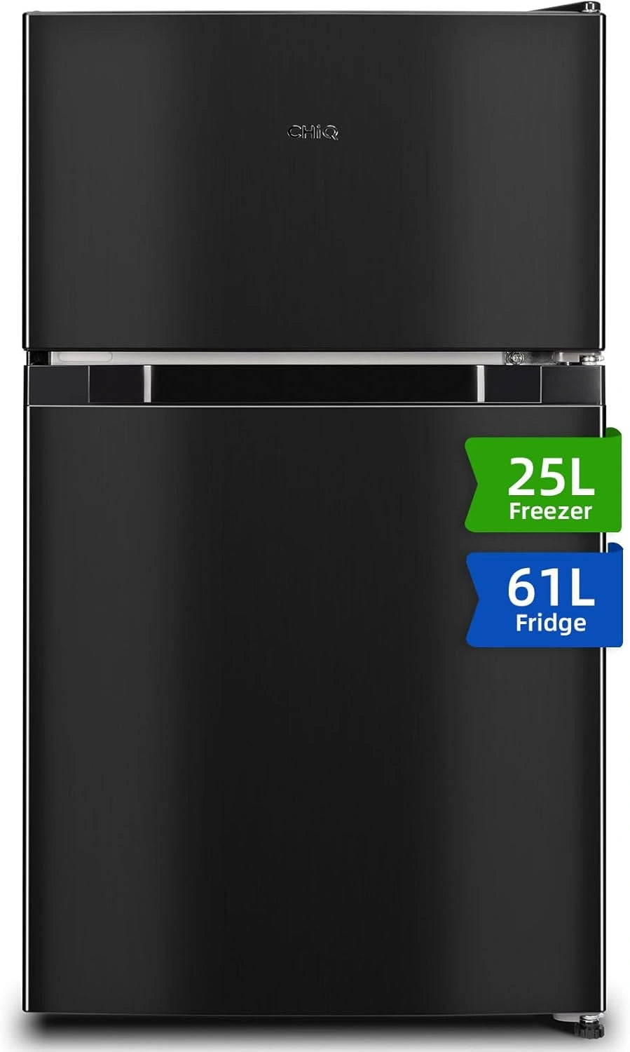 CHiQ Réfrigérateur congélateur en haut Réfrigérateur congélateur - 86 L (61/25 L) - Portes réversibles, Classe E, Congélateur 4 étoiles