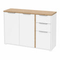 Buffet 3 portes et 2 tiroirs scandinave blanc et chêne