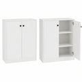 Buffet Blanc 2 Portes, Rangement Cuisine 3 Niveaux, Sécurité Anti-basculement