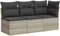 vidaXL Canapé de Jardin et Coussins 3 Places Gris Clair résine tressée, tondeuse
