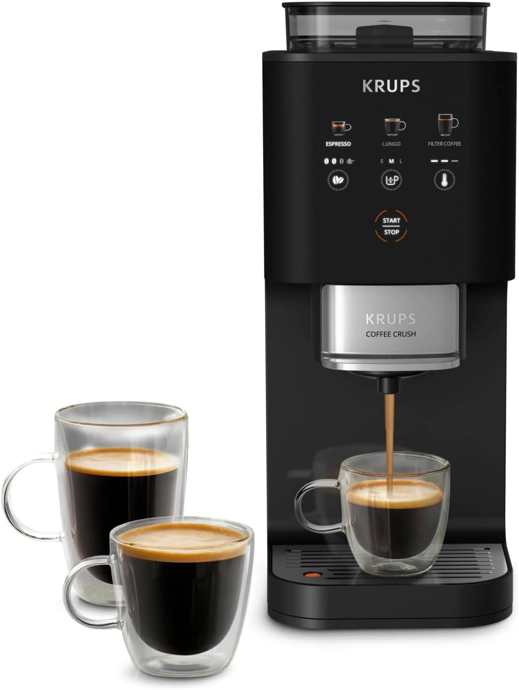 KRUPS - Coffee Crush Extra Machine à Café Ultra Compacte Noire - 15 bars