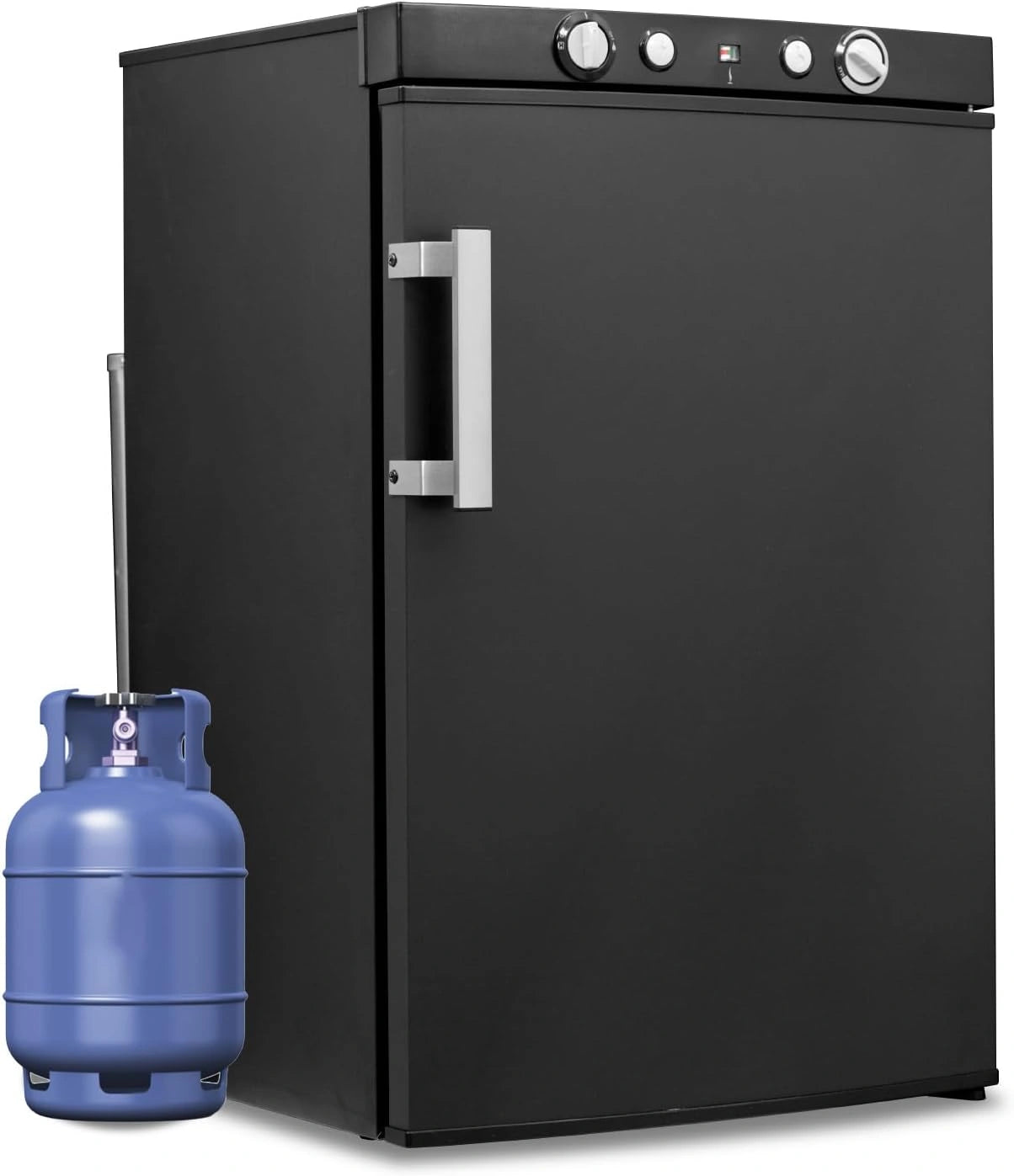 Smad Frigo Trimixte 12 V 220 V Gaz, Noir, 100 L, Frigo Camping Gaz, Réfrigérateur Gaz avec Congélateur, pour Camping Car, Caravane, Cabanon, Chalet