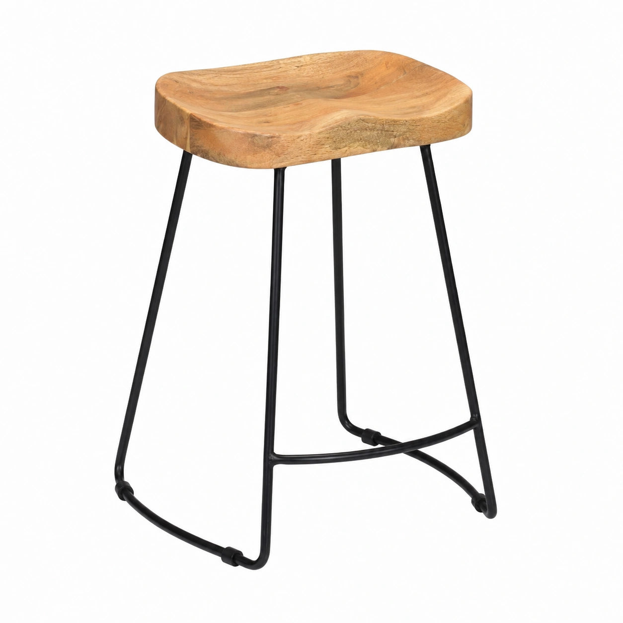 Lot de 2 tabourets de bar en bois de manguier, parfaits pour la cuisine et le salon