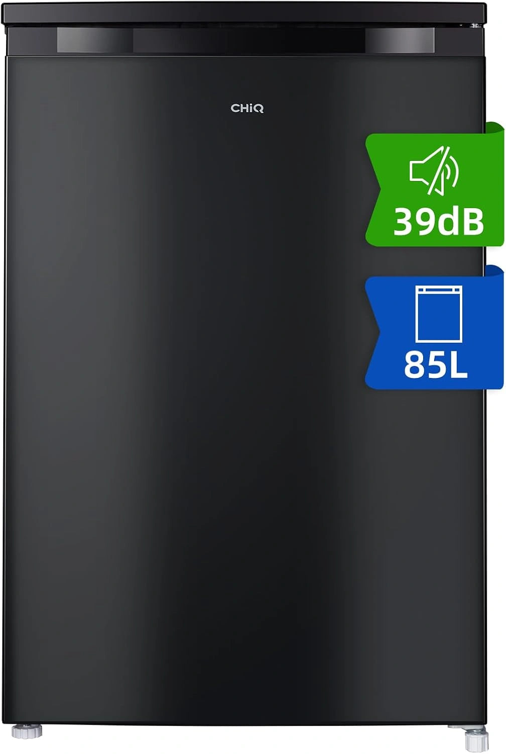 CHiQ Congélateur Armoire 85 L pour Cave ou Bureau Noir (CSD90D4D), 24°C, 39 dB, Porte Réversible, Thermostat Réglable, Gain de Place