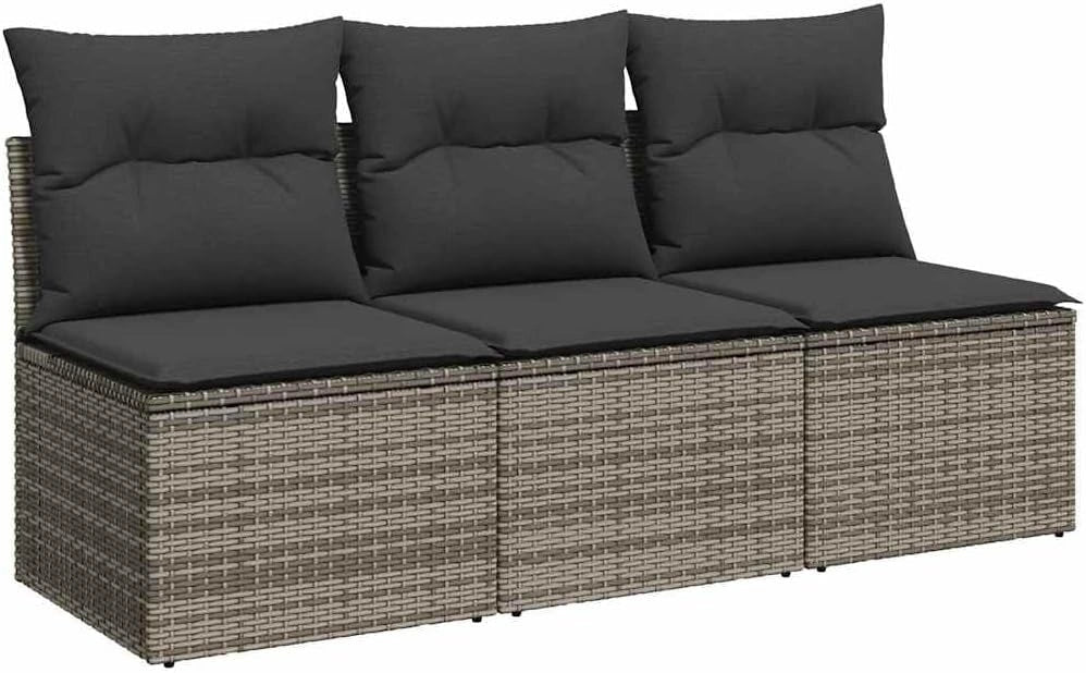 vidaXL Canapé de Jardin avec Coussins 3 Places Gris résine tressée