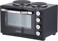 SEVERIN Mini-Four à chaleur tournante 30 L avec tournebroche et plaques de cuisson, Noir/Inox, Four posable 2 500 W design élégant, TO 2065