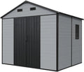 Jôbu Abri de Jardin en Résine Polypropylène Gris et Noir 230 cm de Hauteur 141 kg Toit Double Pente avec Plancher
