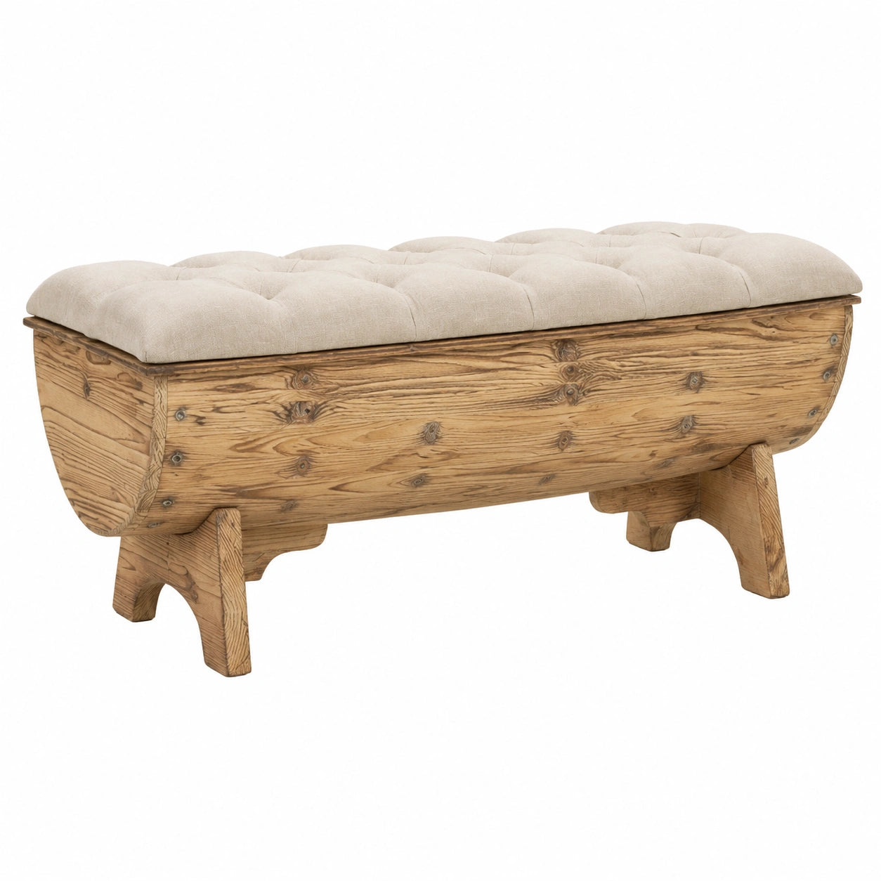 Banc de Rangement en Bois et Tissu pour Intérieur