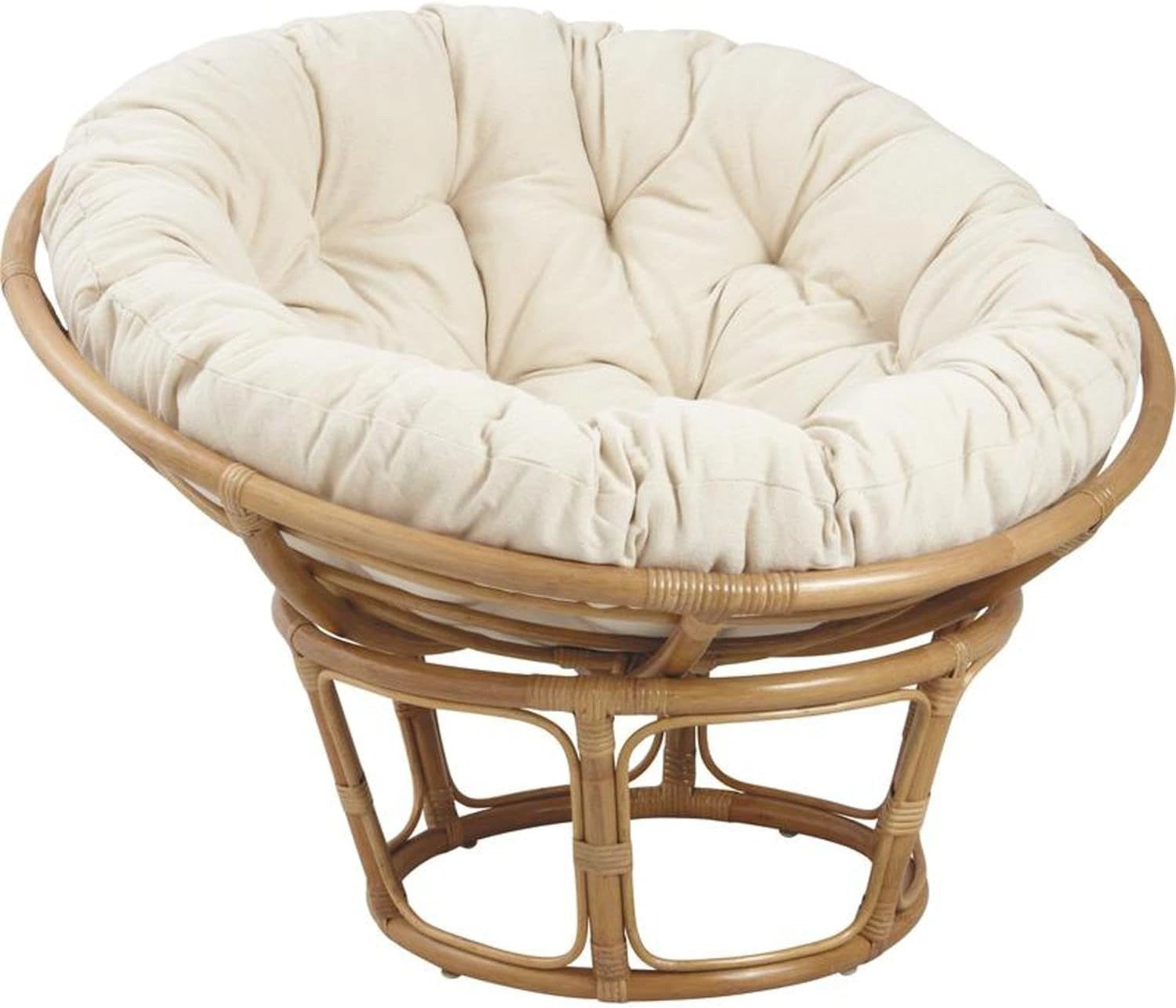 AUBRY GASPARD - Fauteuil Papasan Rotin Verni avec Coussin - Ø102 cm x H80 cm
