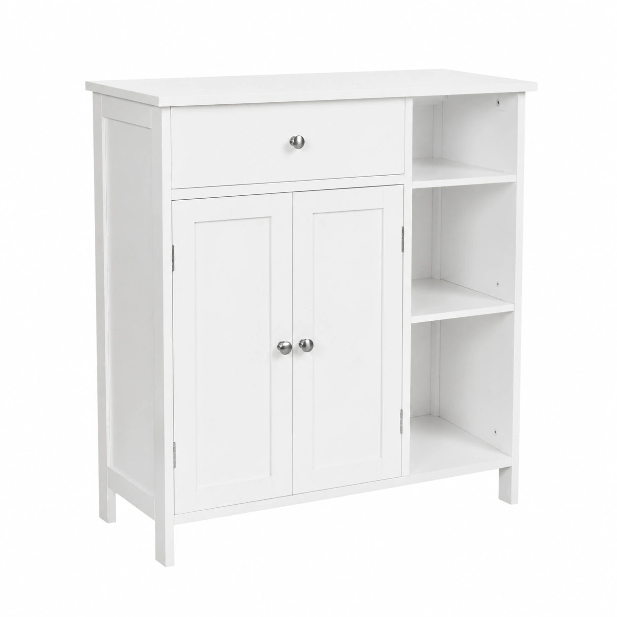 Armoire de salle de bain blanche avec tiroir et étagères réglables