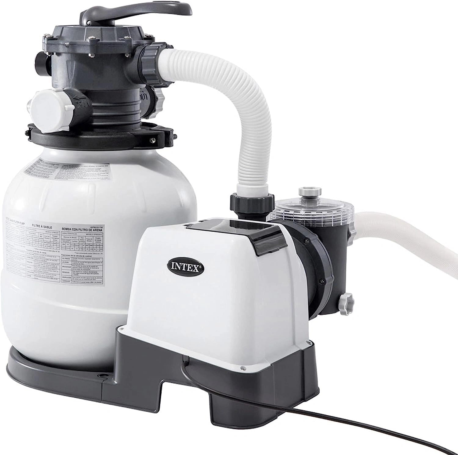 INTEX 26646 - Épurateur de sable Krystal Clear 7900 l/h, 6 fonctions et système de verrouillage, pour piscines démontables jusqu'à 37 800 l