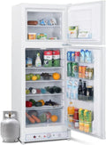 SMETA Frigo Gaz avec Congélateur, Blanc, 265 L, Réfrigérateur Congélateur Combiné Gaz/220 V, Mobile-home, Frigo Camping Gaz pour Camping-car, Garage