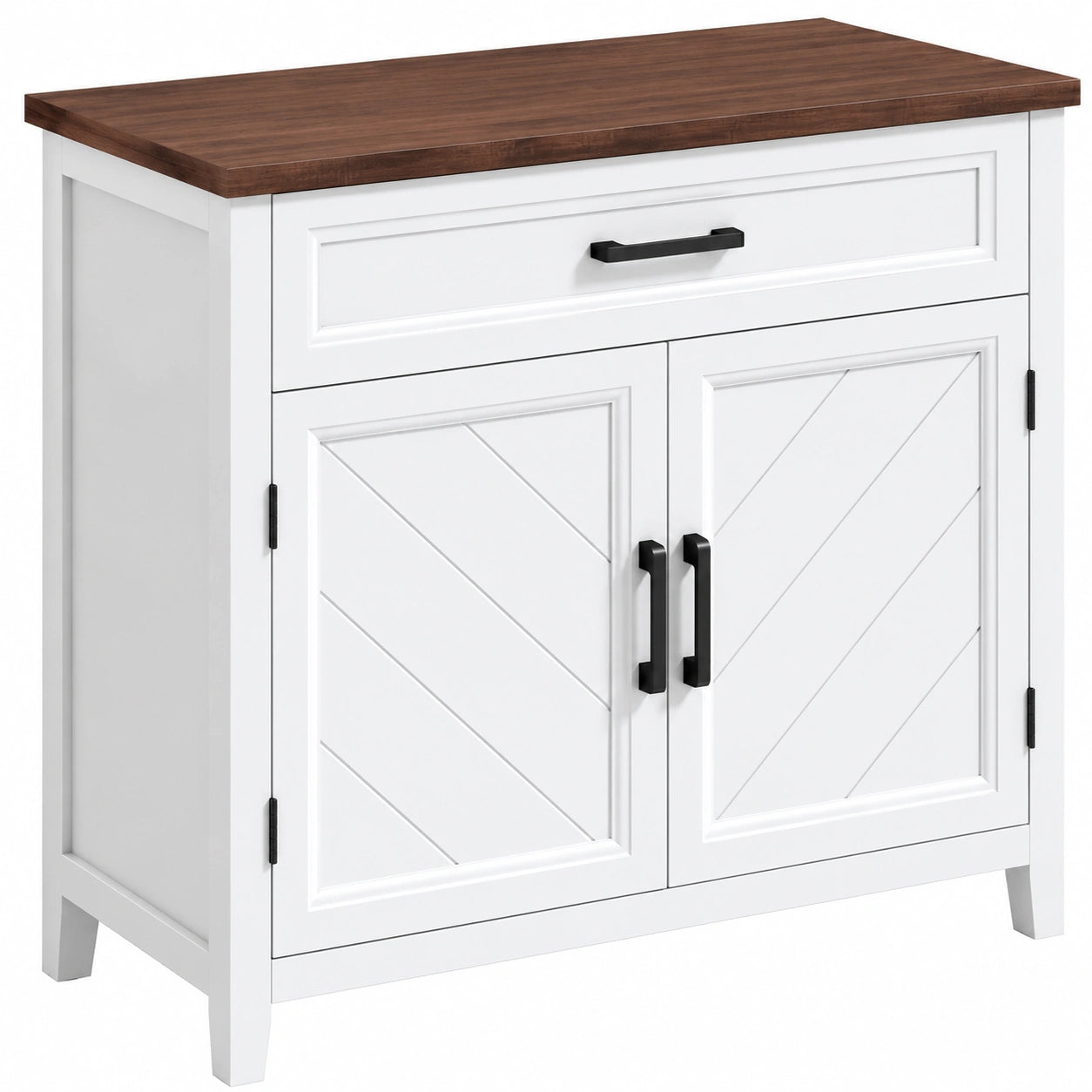 Buffet rustique avec portes en chevron et étagère ajustable