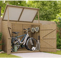 Coffre de Jardin en Bois Massif Traité 28 mm 2000 L, Rangement Extérieur Robuste Marron avec Plancher, Toit Polyéthylène Ouvrant, Étanche et Durable