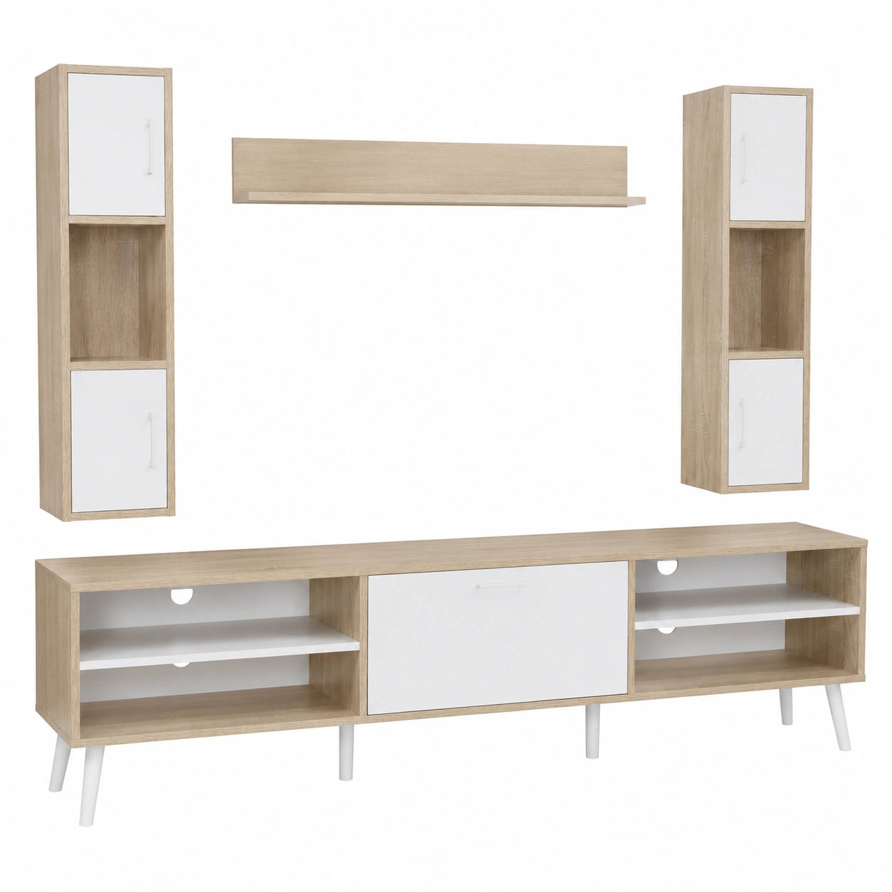 Ensemble de Meubles TV avec Étagères en Bois et Blanc 180 cm