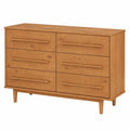 Commode en Bois Massif avec 6 Tiroirs Spacieux Style Scandinave