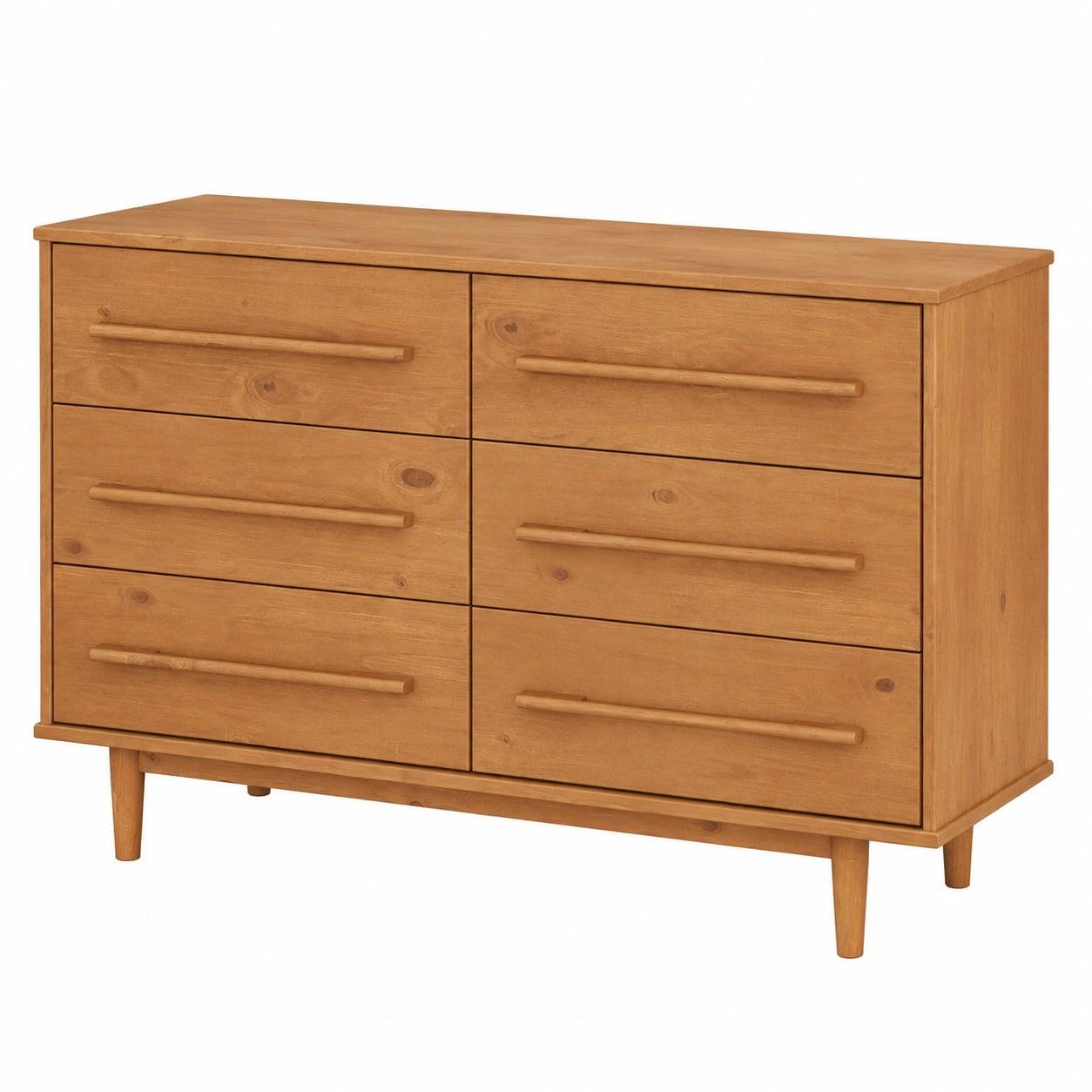 Commode en Bois Massif avec 6 Tiroirs Spacieux Style Scandinave