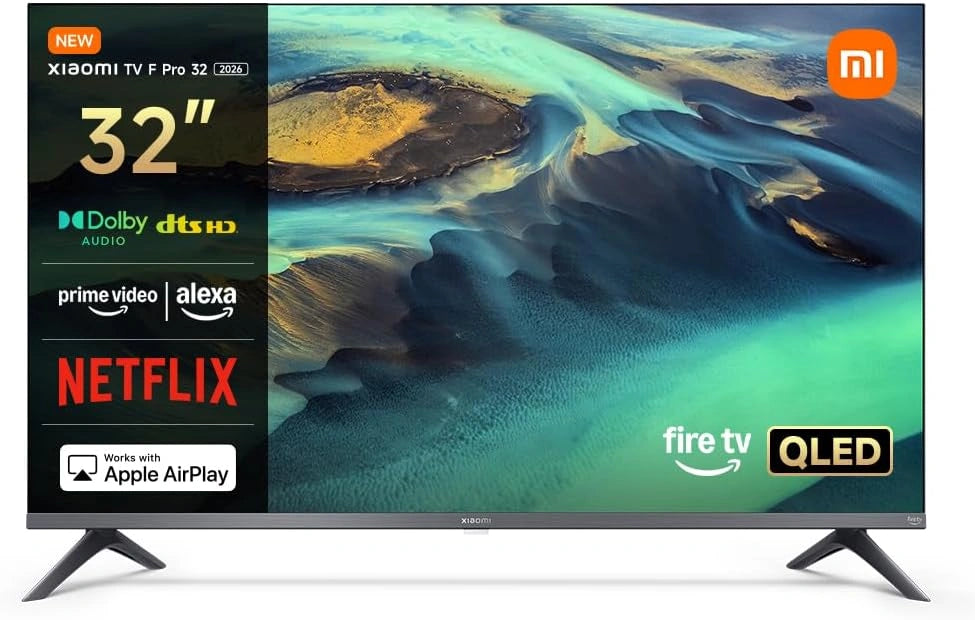 XIAOMI TV F Pro 32, 81 cm (32 Pouces), Fire OS7, Smart TV, Contrôle Vocal Alexa, Dolby Audio, DTS Virtual:X, Compatible avec Apple AirPlay, QLED