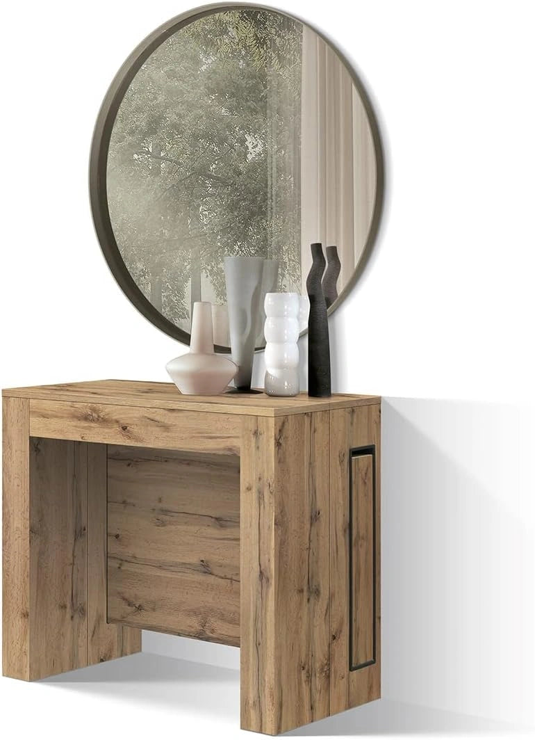Pazzo Design, Jusqu'à 12 Places, De 45 à 300 cm - id_1931, Table Console Extensible avec Porte Rallonges Elvire, Chêne Rustique, Table Console Cuisine