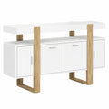 Buffet Moderne 140 cm 4 Portes Blanc et Bois