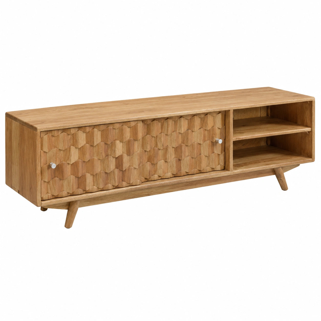 Meuble TV en bois d'acacia laqué 145x35