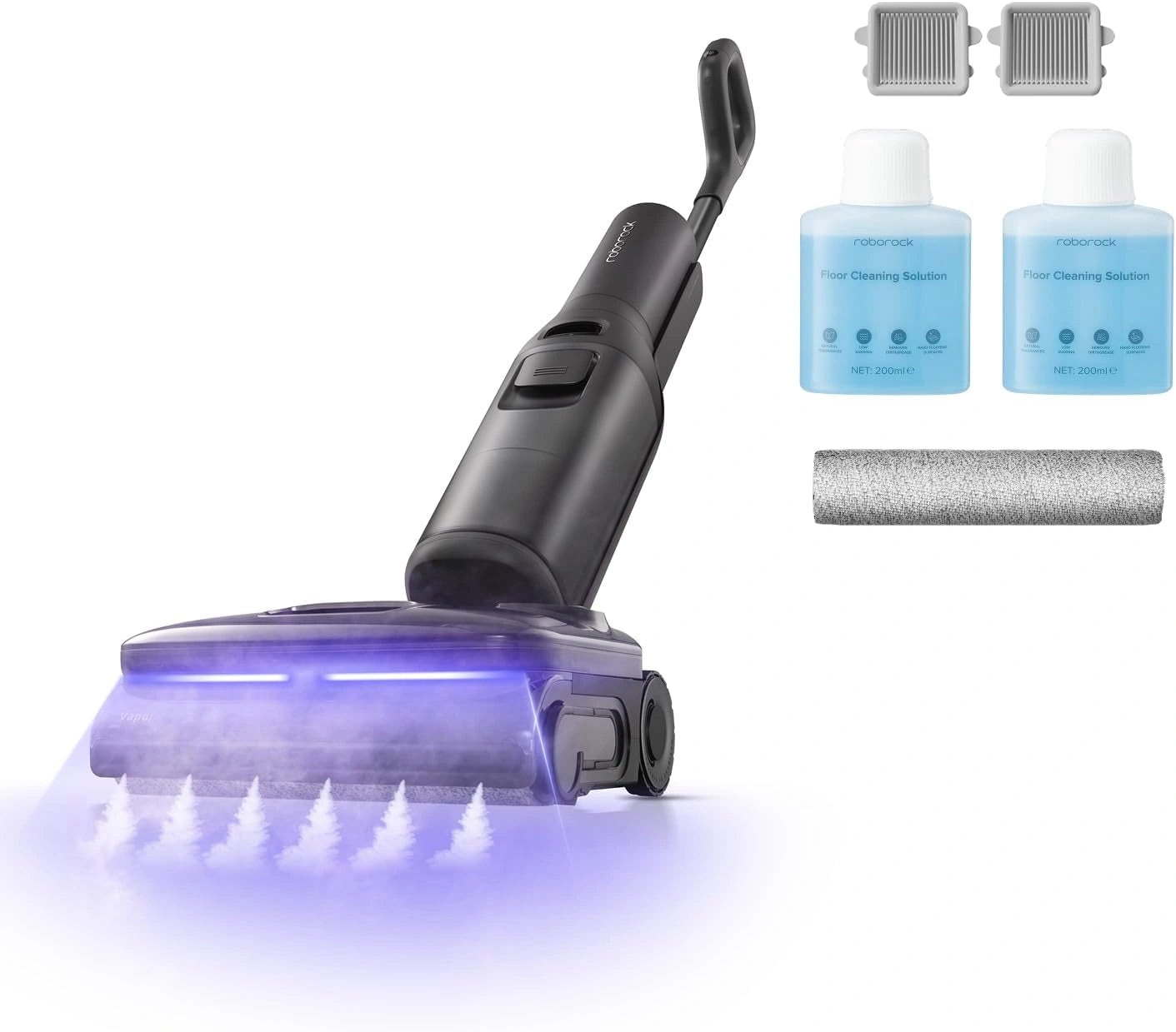 roborock F25 Steam Set Nettoyeur Vapeur sans Fil, Aspiration 25kPa, Haute Température 95°C, Conçu pour S'allonger à 180°, Aspirateur Laveur