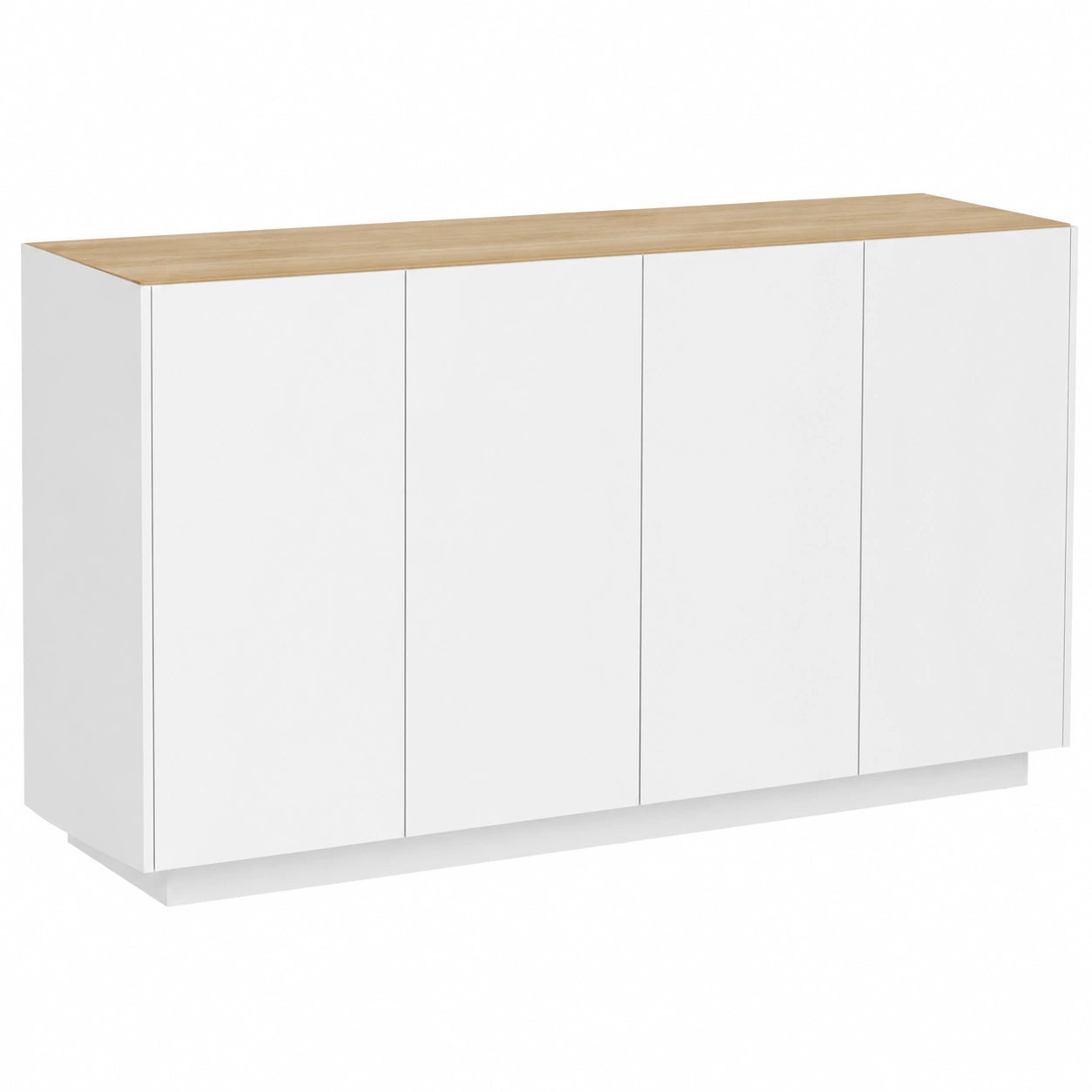 Buffet de Cuisine avec Portes Douces et Étagères Réglables, Blanc Laqué