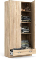 Dmora - Armoire à deux portes et un tiroir, 79 x 35 x h171 cm, couleur chêne