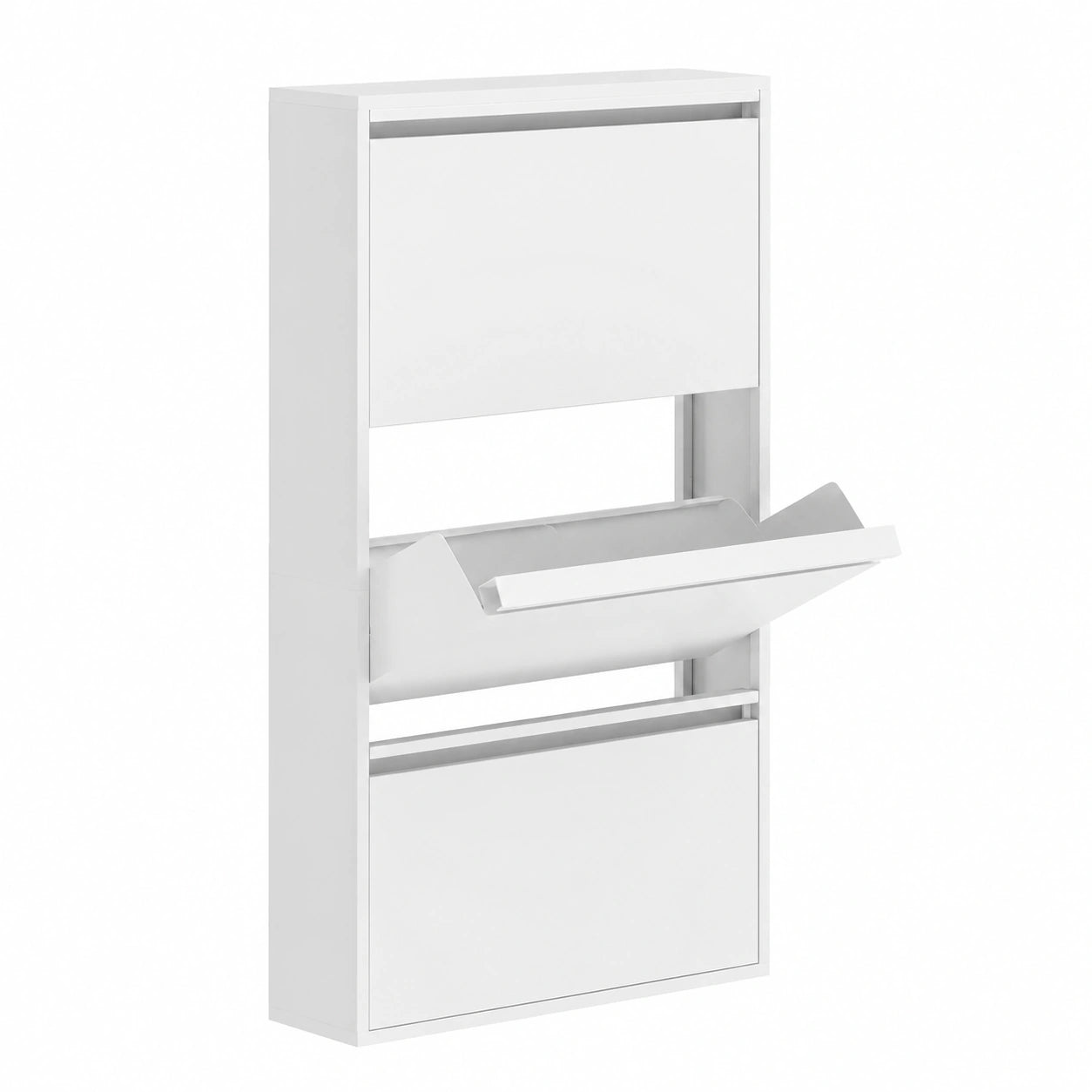 Armoire murale à chaussures en métal avec 3 rabats pour 6 paires - Design étroit et pratique - Blanc