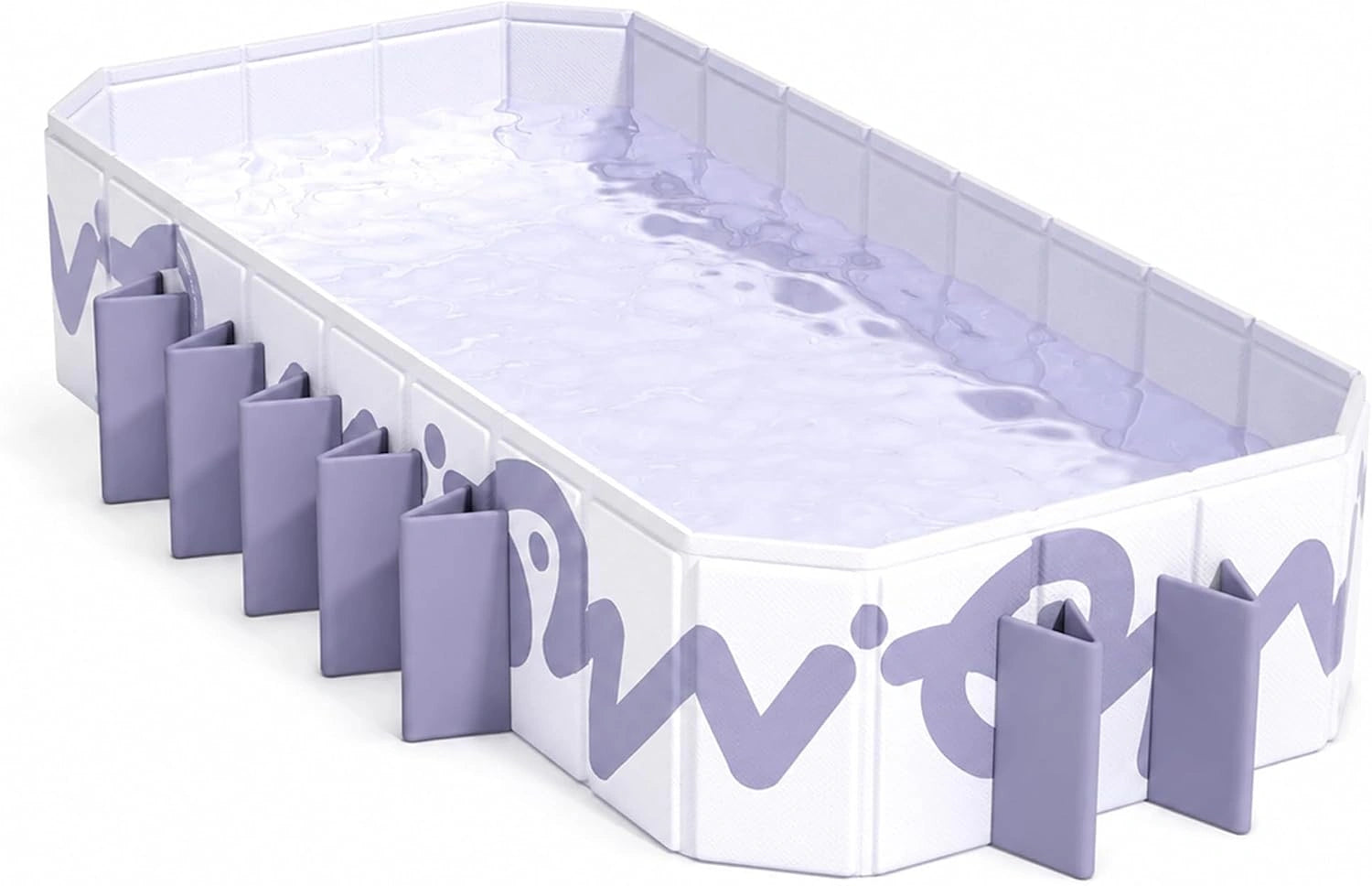 Grande Piscine Hors Sol Pliable pour Enfants et Adultes, 102.3in/260 cm), Piscine Familiale Rectangulaire Non Gonflable avec Renforts Latéraux(purple