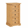Chiffonnier en Bois avec 5 Tiroirs Style Mexicain
