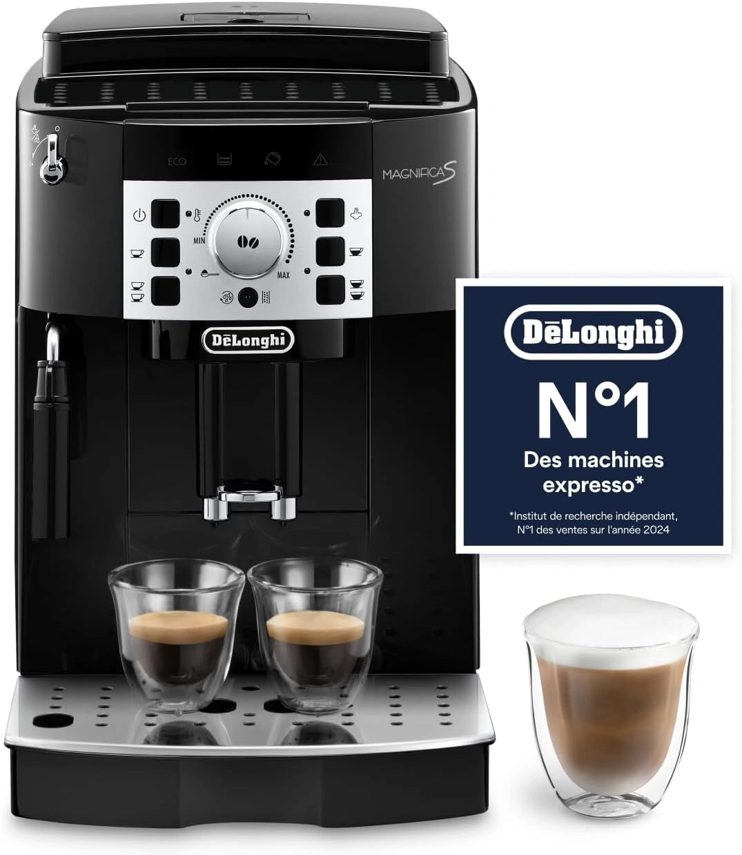 De'Longhi Magnifica S - Machine à Café Automatique 2 Boissons Noir, Fonction 2 Tasses, ECAM22.110.B, Machine à Café à Grain, Mousseur à Lait Manuel