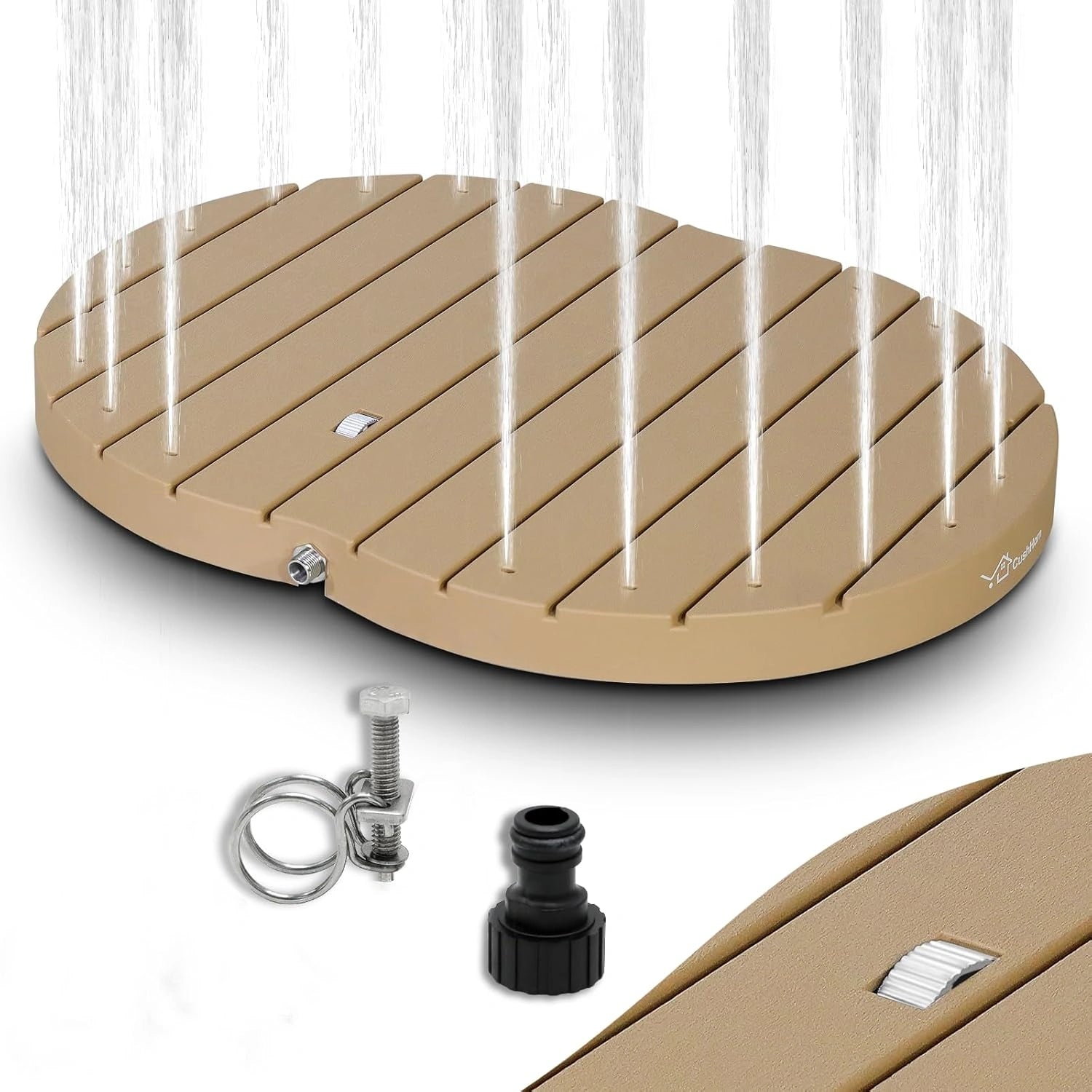 CCLIFE Douche De Jardin Extérieure avec roulettes Au Sol, Hauteur De La Fontaine 4 m, pour Ie Jardin Camping, PP, Antidérapant, Bois
