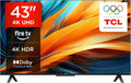 TCL 43PF650 43 Pouces 4K Ultra HD, Airplay2, HDR TV, Smart LED Fire TV (Dolby Vision, Dolby Atmos, Alexa intégré, Miracast), DTS