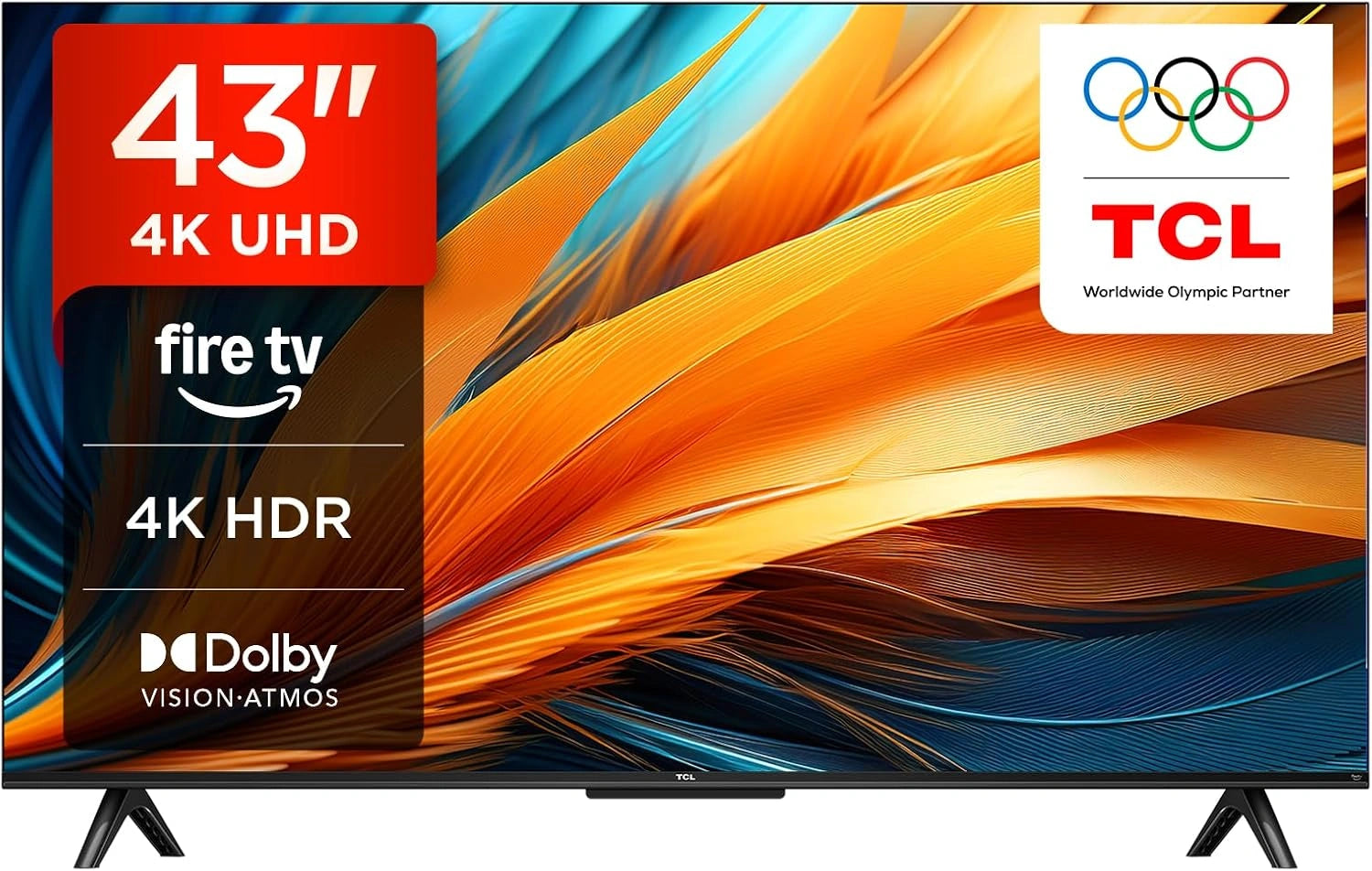 TCL 43PF650 43 Pouces 4K Ultra HD, Airplay2, HDR TV, Smart LED Fire TV (Dolby Vision, Dolby Atmos, Alexa intégré, Miracast), DTS
