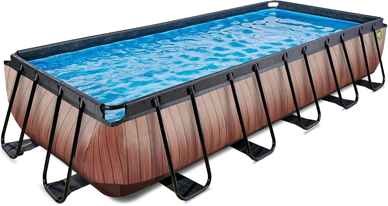 EXIT Toys Piscine Hors Sol Tubulaire Rectangulaire 540 x 250 x 100 cm avec Pompe Filtrante, TÜV CE en 16582, Cadre en Acier, pour Familles et Enfants