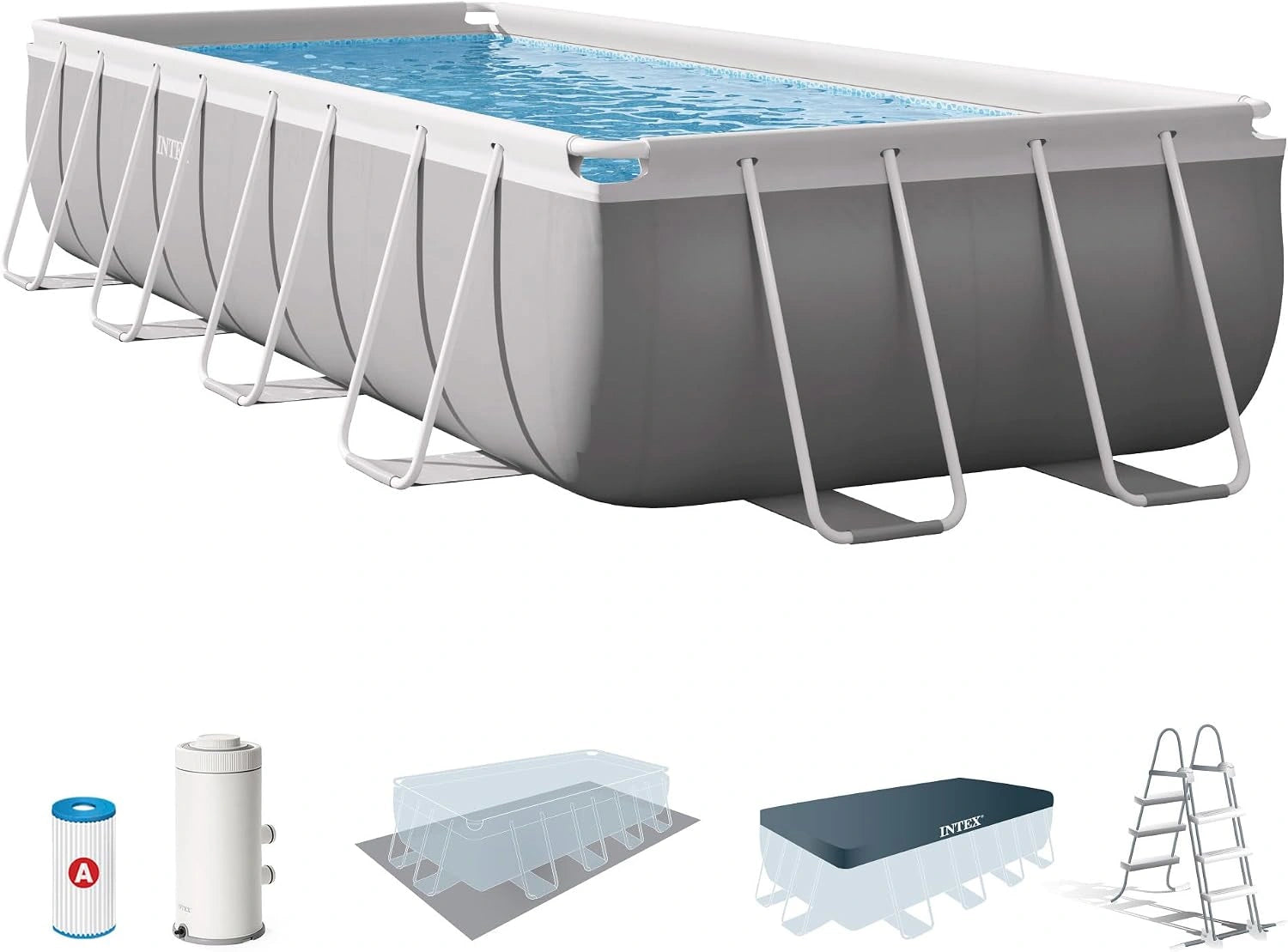 Intex kit Piscine Prism Frame rectangulaire Angulaire Tubulaire (l) 4,88 x (l) 2,44 x (h) 1,07 m