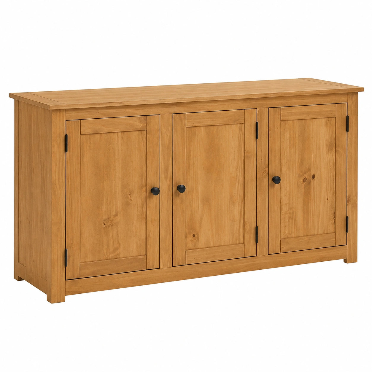 Buffet de salle à manger en bois massif avec portes battantes, style campagne