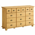 Commode 12 tiroirs en bois massif avec poignées en métal