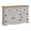 Buffet de Rangement en Bois Massif avec Tiroirs et Portes