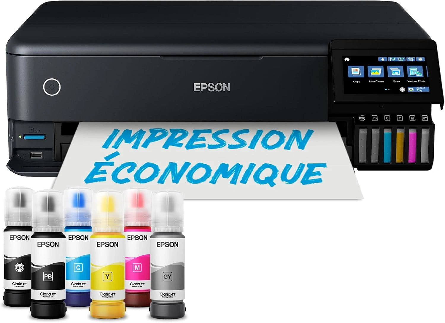 Imprimante photo A3+ EcoTank ET-8550 avec réservoir d'encre et Wi-Fi, encres 6 couleurs, A3, écran tactile 10,9 cm, Impression photo, Wi-Fi, copie