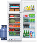 SMETA Frigo Gaz avec Congélateur 265 L, Blanc, Réfrigérateur Congélateur 2 Voies Gaz/220 V, Mobile-Home, Frigo Camping Gaz pour Camping-Car, Caravane