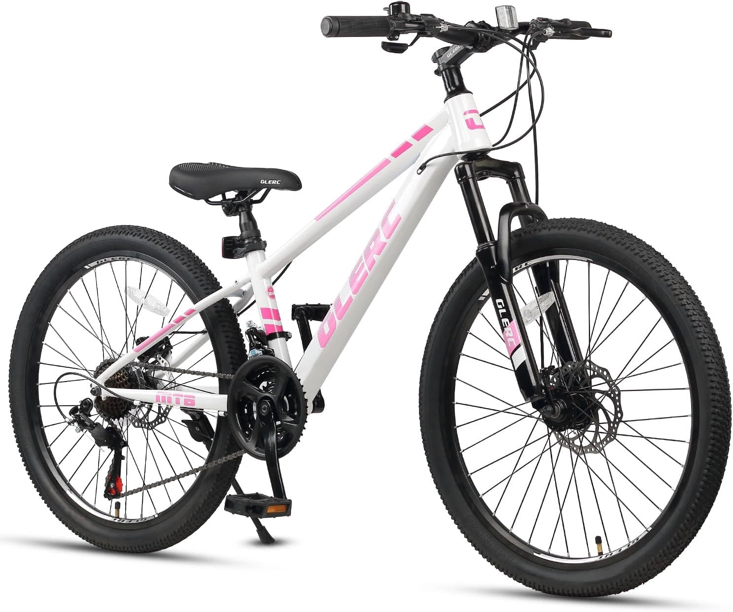 Glerc Skyline Vélo VTT Enfant 20 Et 24 Pouces pour Garçons Et Filles De 6 À 18 Ans, Vélo 21 Vitesses avec Suspension Avant Et Freins À Disque