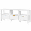 Meuble TV moderne 152 cm avec tiroirs cannelés et étagères pour salon